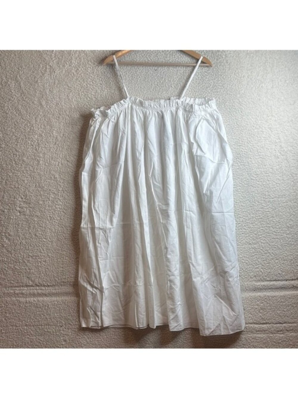 NWT Brave+True Womens White Spaghetti Strap Relaxed Mini Trapeze Dress L LARGE